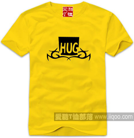 情侣系拥抱HUG个性文字T恤文化衫纯棉短袖圆领直身可定制1件包邮