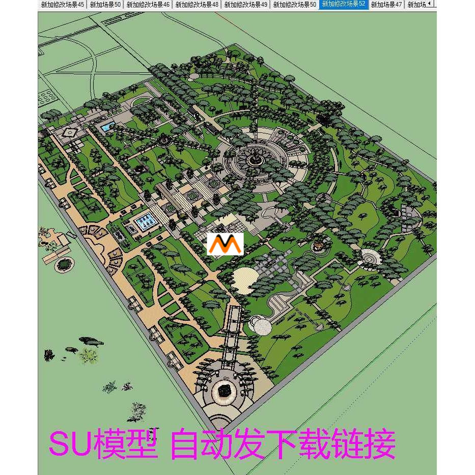 Z319廉政文化主题公园中国梦城市文化休闲广场园林景观设计SU模型