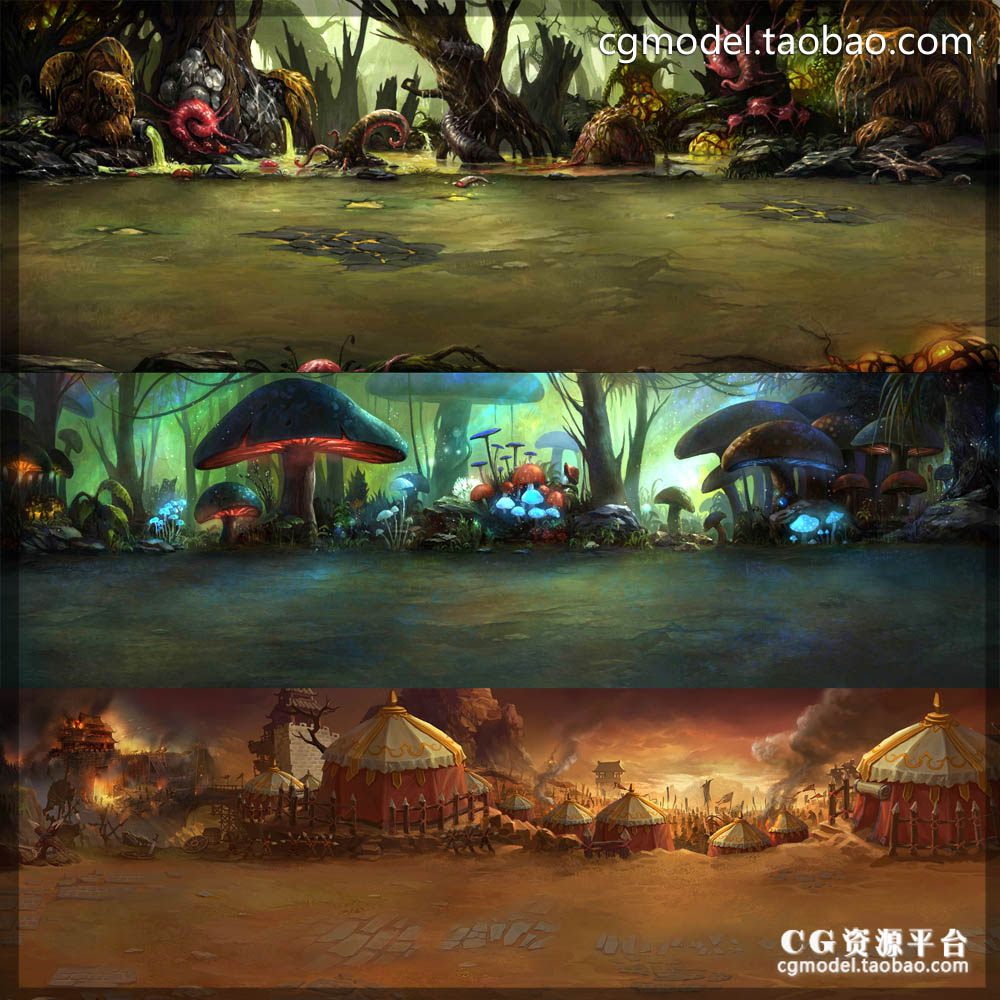 横版场景2D设计设定 唯美森林梦幻背景图片素材游戏原画资源