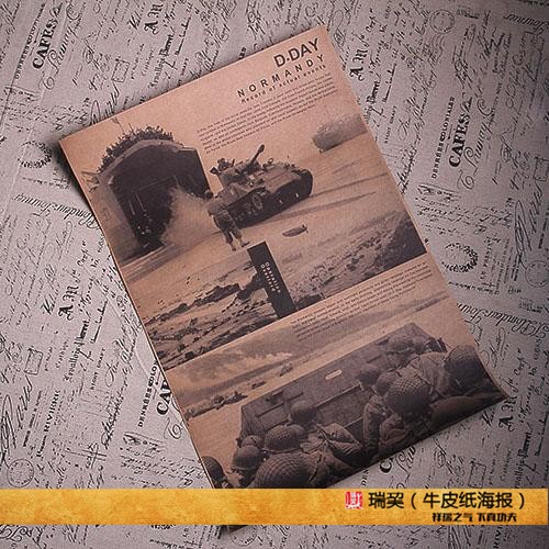 二战海报诺曼底登陆战 D-DAY老照片 奥马哈海滩战役图 纪实