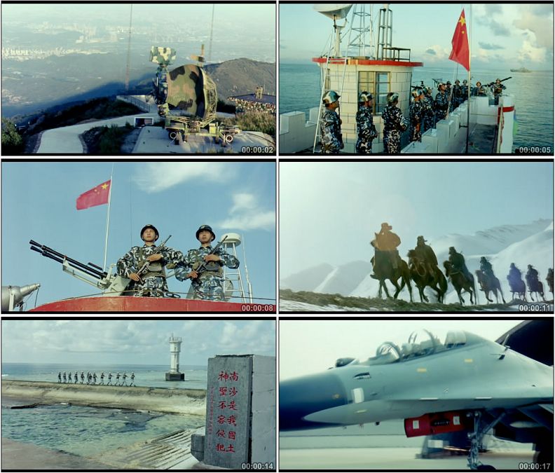 中国军队导弹海防边防部队空中巡逻高清实拍视频素材