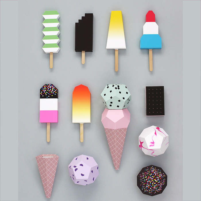 冰淇淋雪糕甜筒模型 小清新 简单可爱夏日手工制作DIY纸模型