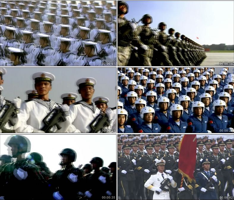 人民军队阅兵走正步海陆空三军武装警察部队中国高清实拍视频素材