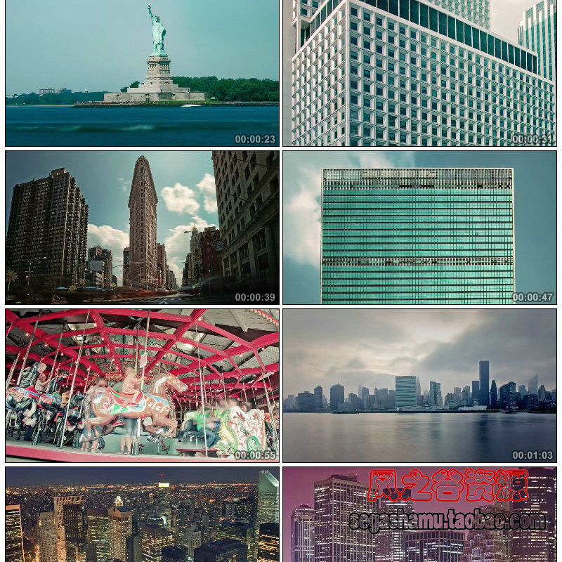 延时摄影美国纽约 城市 实拍风光风景 LED大屏幕 视频素材