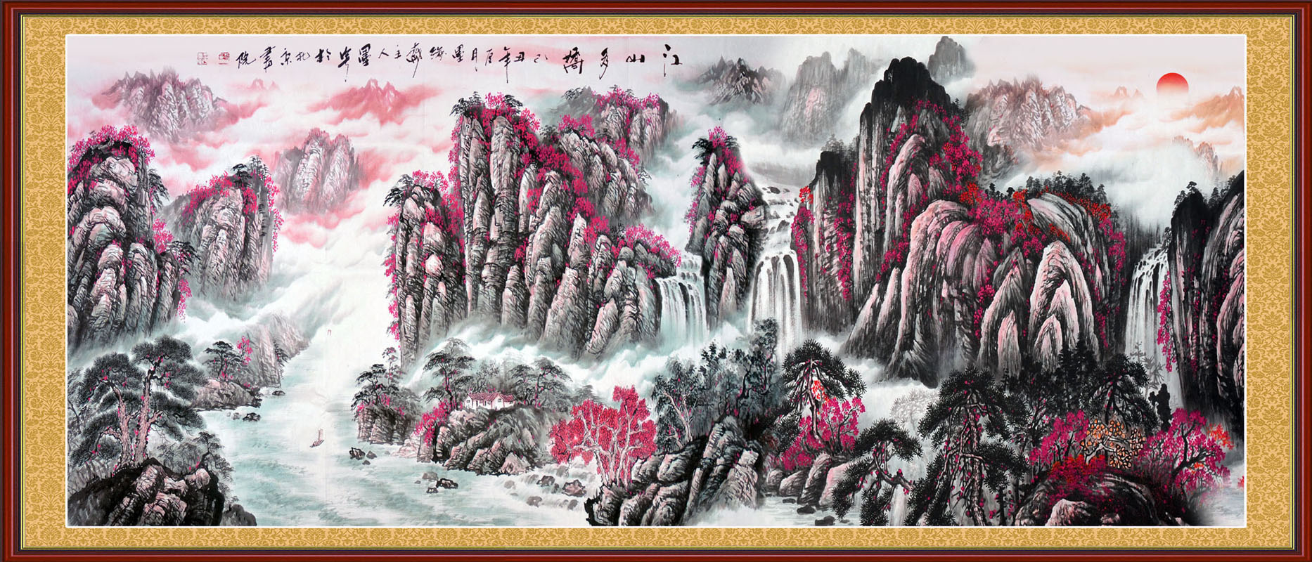 628居家海报展板喷绘素材贴纸图片567江山如此多娇工笔画国画
