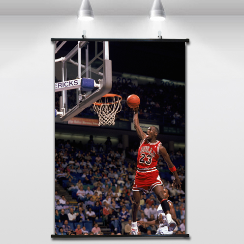 NBA公牛队传奇乔丹时期霸气经典扣篮复古装饰画房间篮球海报挂画