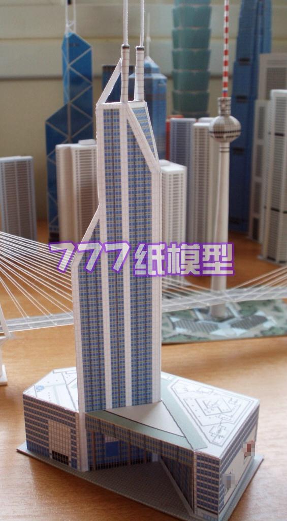 [777纸模型]上海世贸大厦模型 城市摩天楼沙盘建筑模型