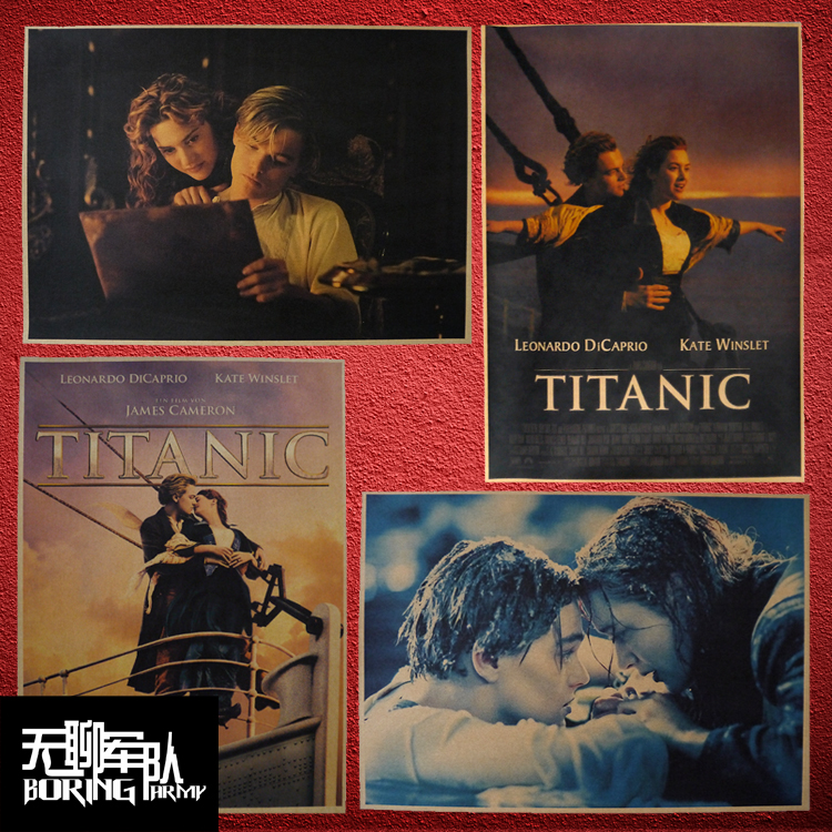 titanic泰坦尼克号电影复古牛皮纸老海报装饰画酒吧照片相框墙纸