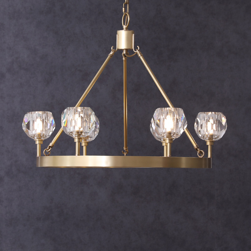全铜美式RH水晶后现代创意设计师样板房北欧客厅卧室餐厅分子吊灯