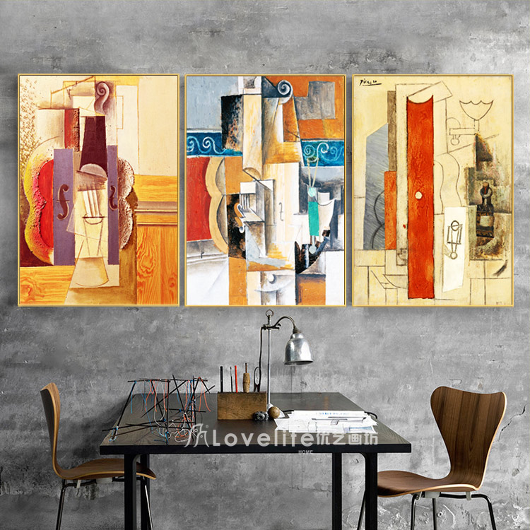 毕加索抽象画装饰画走廊过道挂画小提琴世界名画后现代油画挂画