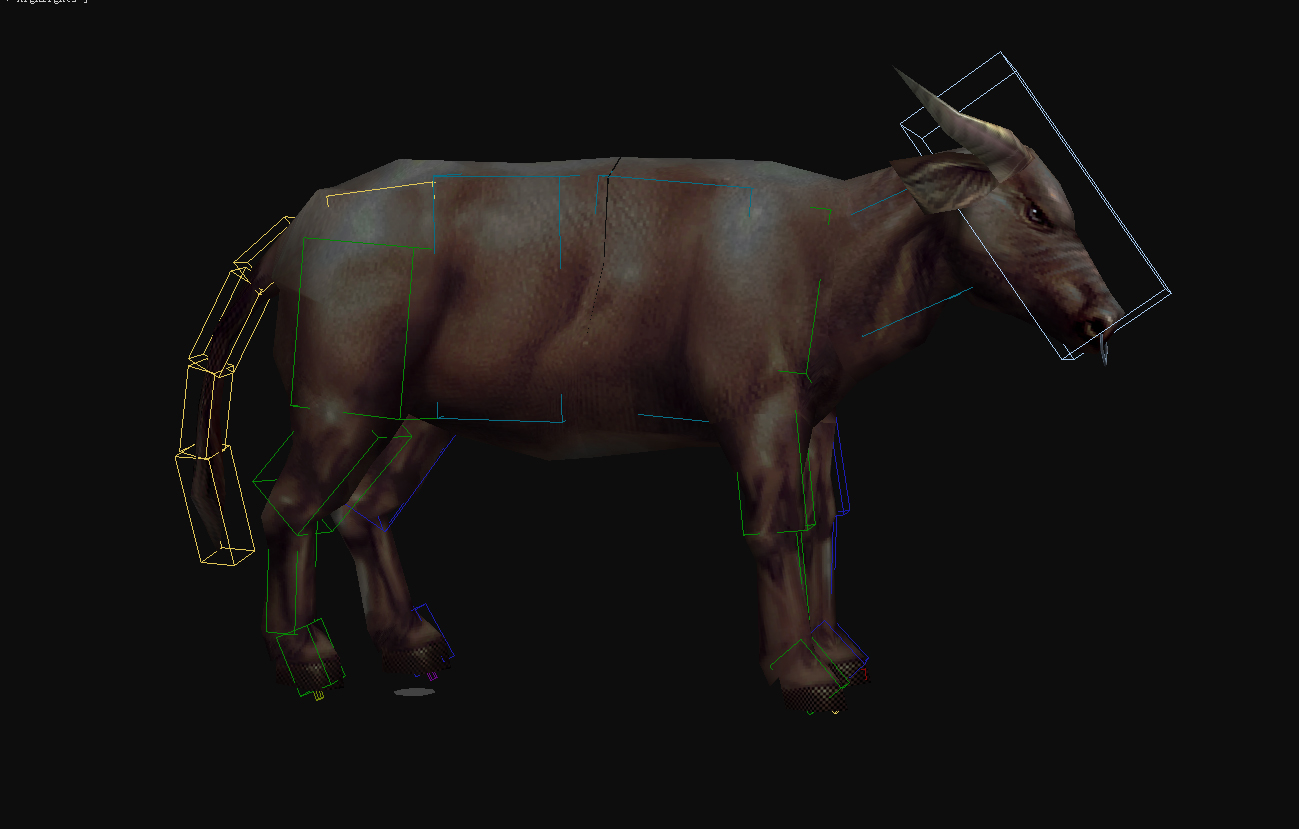 水牛3dmax模型带bip绑定带走动跑站立动作/水牛绑定带动作