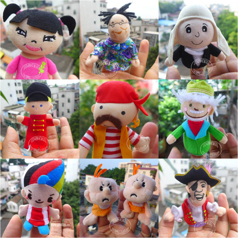 外单 海盗律师中国女孩小丑爷爷老奶奶人物手指偶玩具表演道具