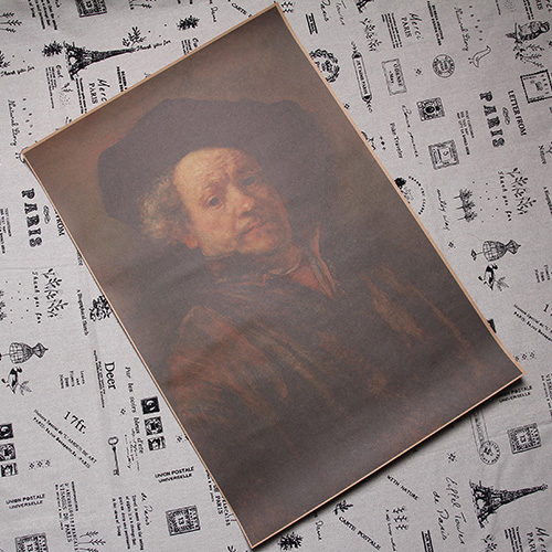 伦勃朗自画像 Rembrandt 17世纪 荷兰画家 西方名画简介挂图复古