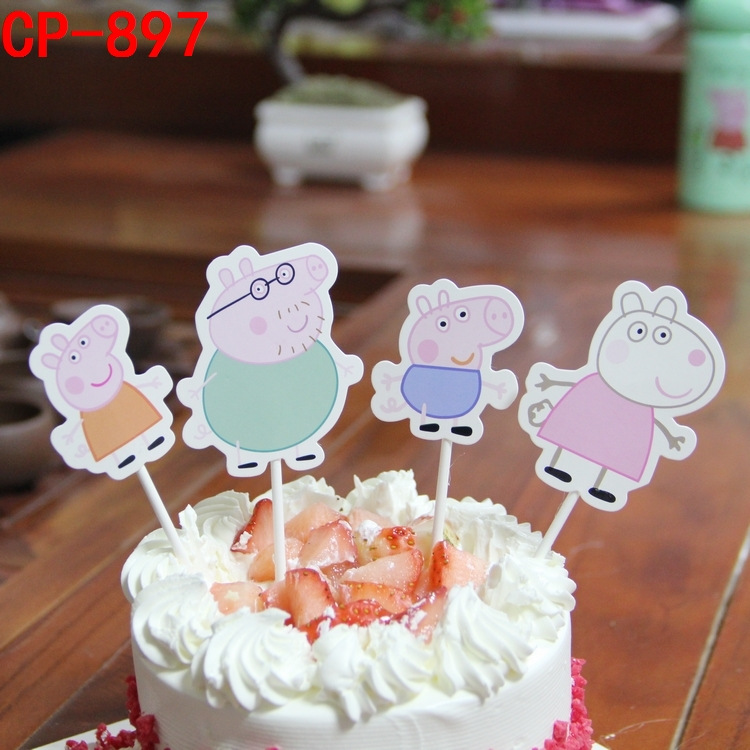 小猪佩佩猪佩奇猪插旗创意情景生日蛋糕插牌儿童派对用品DIY粉色