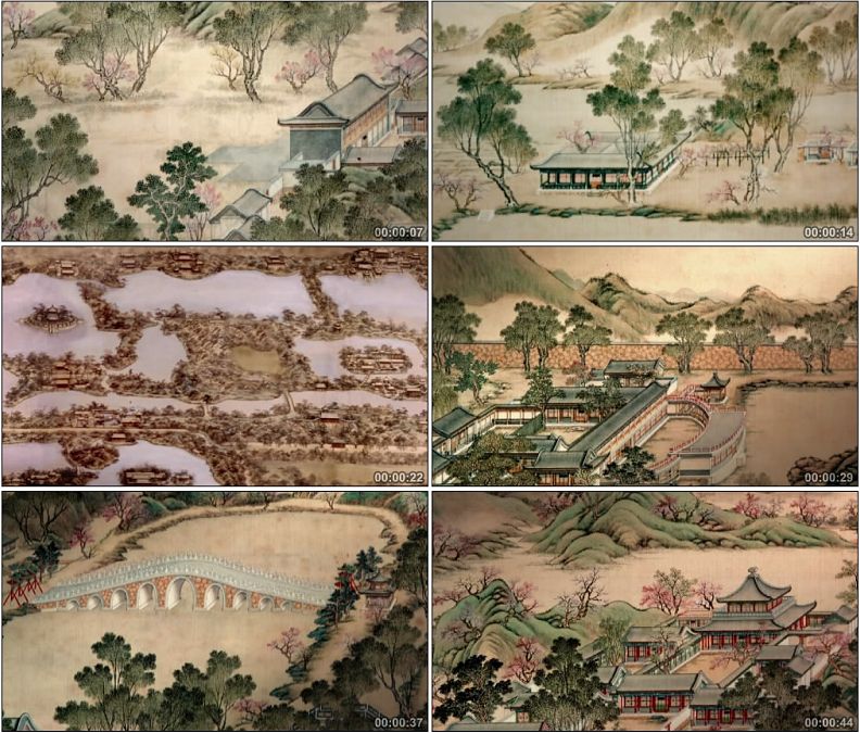 清代清朝历史资料画册圆明园建筑景观全貌绘图高清实拍视频素材
