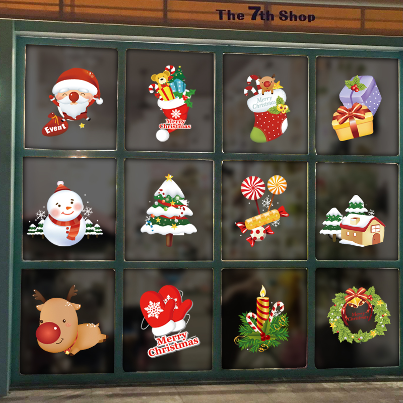 圣诞节装饰品圣静电贴玻璃贴画橱窗贴画雪花墙贴圣诞树圣诞老人