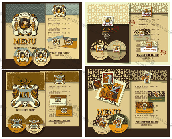 矢量设计素材 欧美啤酒酒吧菜单模板邮票名片LOGO EPS格式
