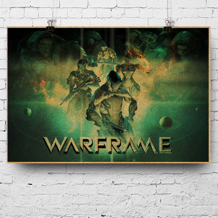 星际战甲 Warframe 战甲神兵 战争框架 网吧宣传画复古游戏海报
