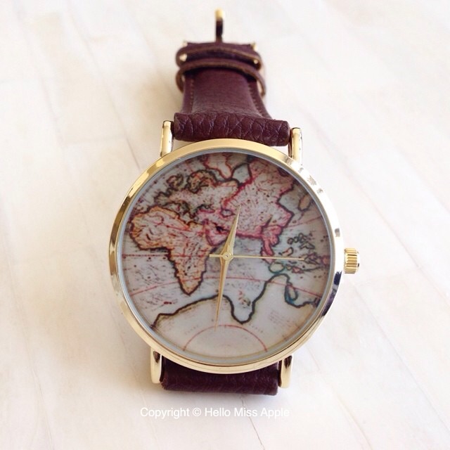 韩国复古地图手表-怀旧 航海日记 礼物 女表 地球人星球手表
