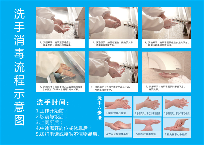 洗手消毒流程挂图 五六七步洗手方法 食品企业医院宣传挂图海报 2