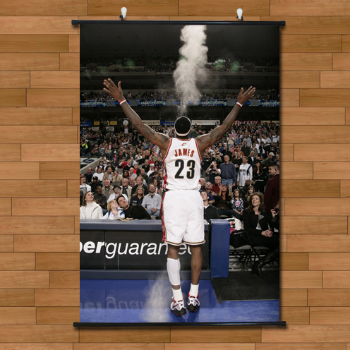 詹姆斯骑士队MVP霸气后背海报挂轴有框画NBA卧室酒吧装饰画壁画