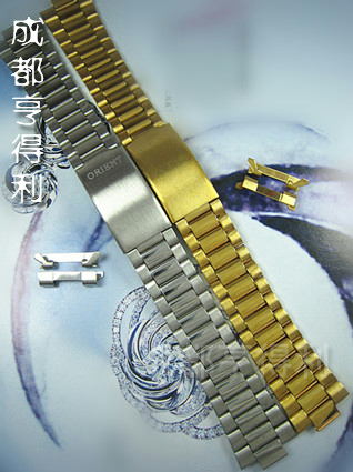 手表配件适用双狮AAA手表带LOGO精钢钢带男士手表18mm