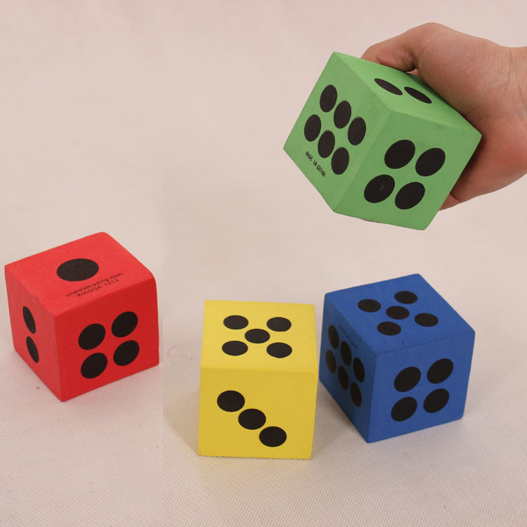 包邮筛子玩具儿童活动游戏色子教具海绵EVA6cm泡沫骰子颜色随机