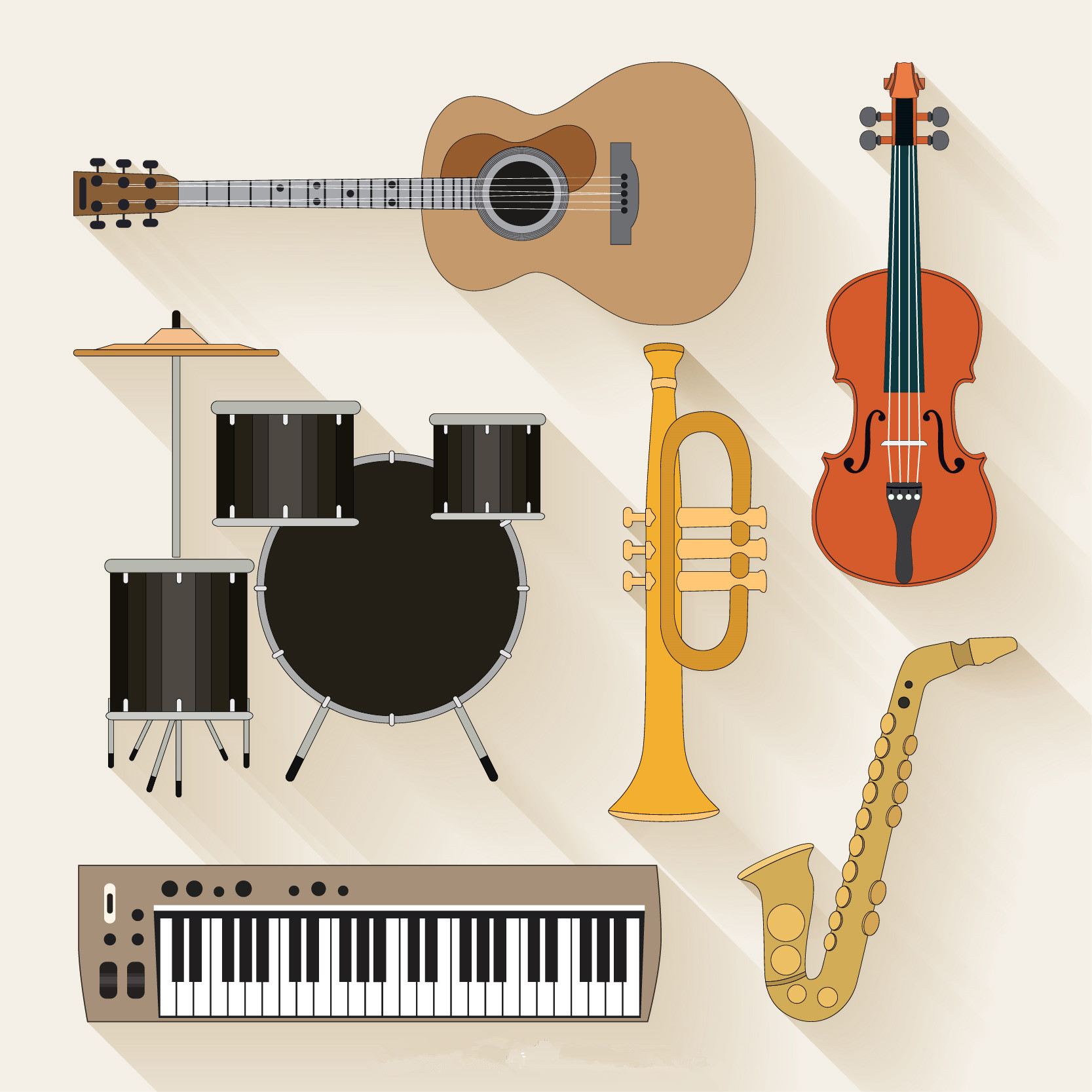 矢量高清电子小提琴萨克斯爵士鼓乐器图标 EPS设计素材 自动发货