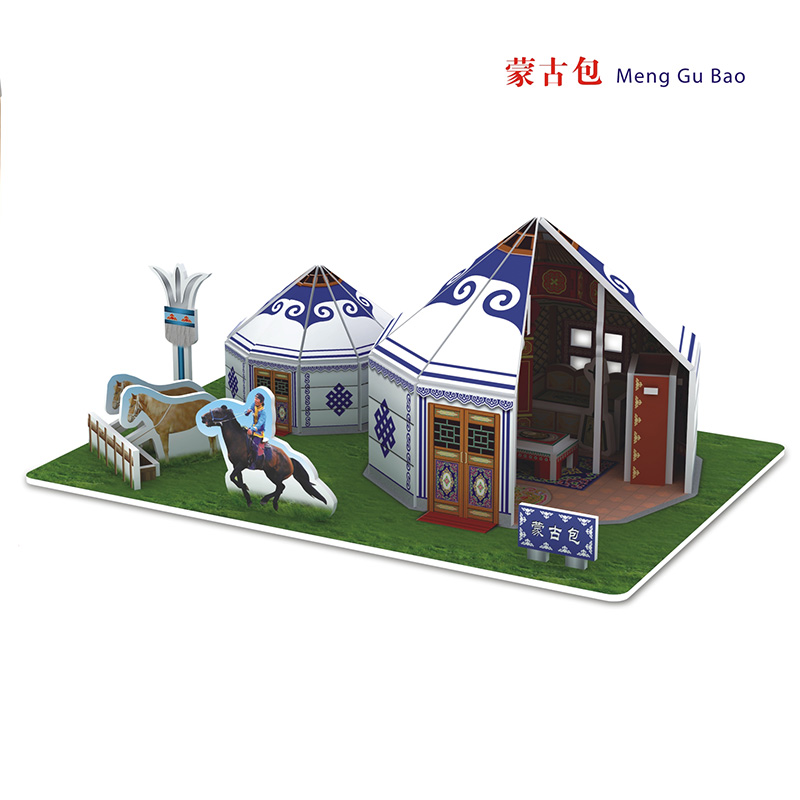 中国风古建筑拼装纸模型3D立体拼图diy小屋房子儿童益智手工制作