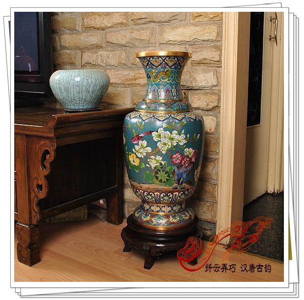 汉唐古韵 70年代老藏品 稀有的松石釉 镀金大花瓶 落地花瓶 孤品