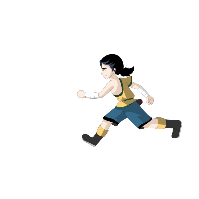 侧面跑的古装男孩爬坡动作人物跑步手绘逐帧动画源文件flash