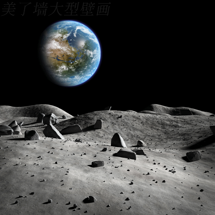 创意月球上看地球高清壁纸3D立体宇宙星空墙纸科技公司办公室壁画