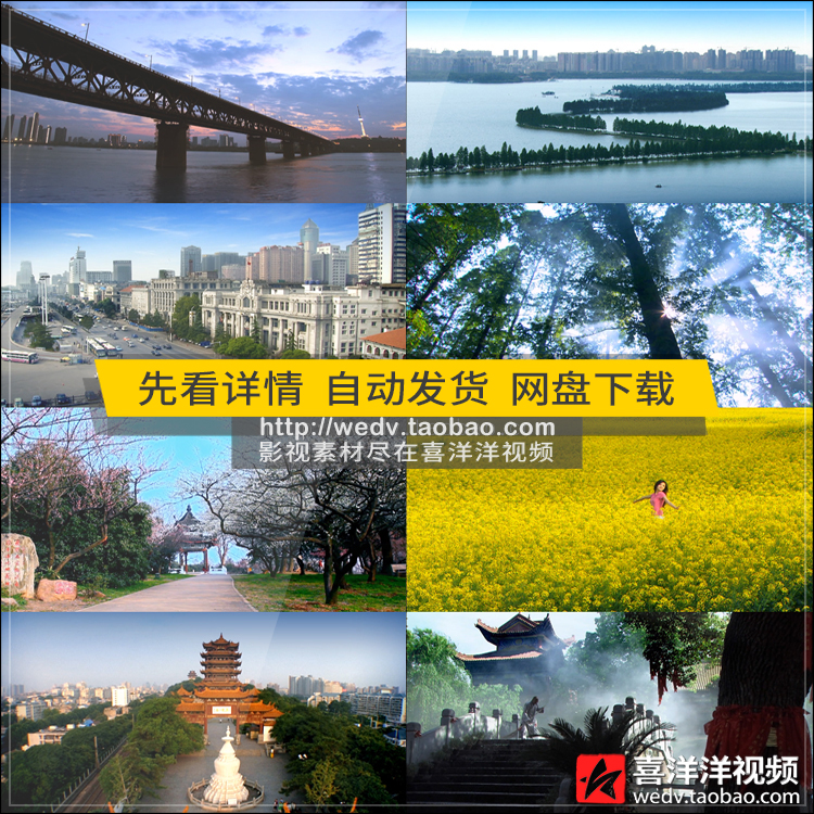 A011湖北武汉城市发展生活景点长江大桥人文历史夜景实拍视频素材