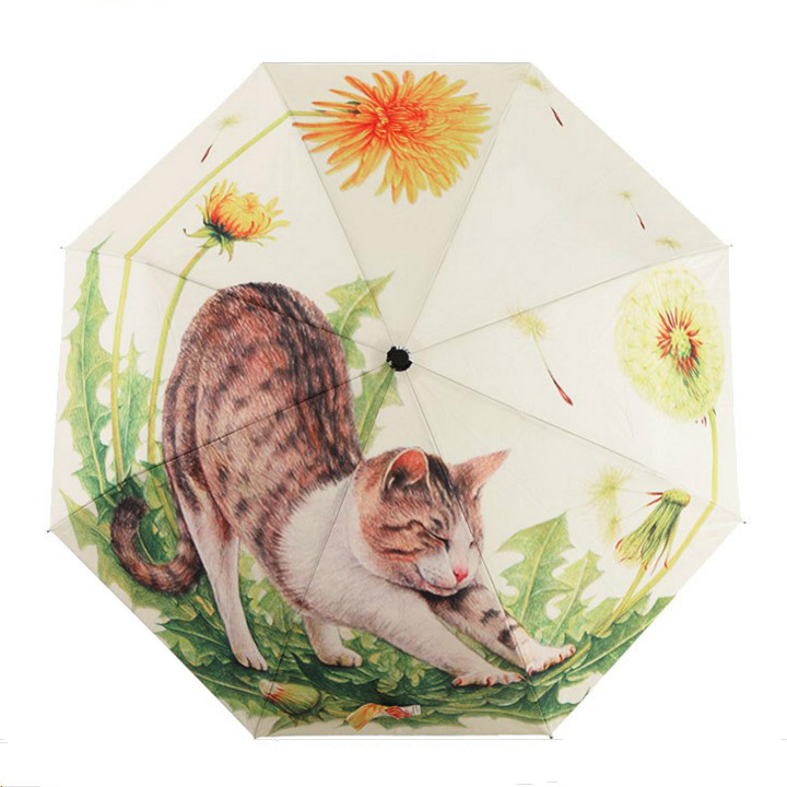 晴雨伞两用折叠女创意学生防晒可爱猫咪漫画晴雨伞防紫外线太阳伞