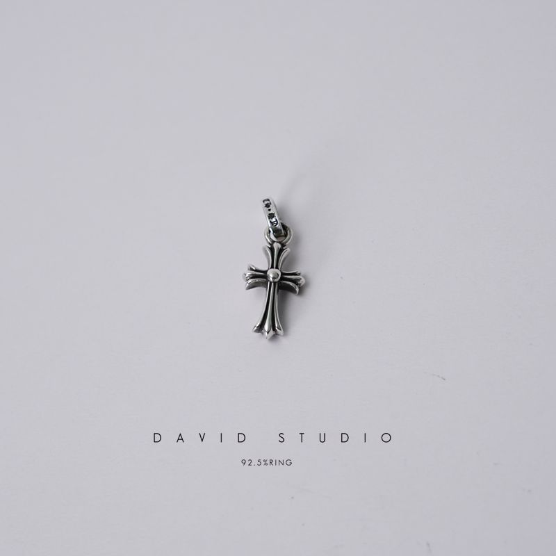 David studio925纯银迷你小十字架锁骨链吊坠 经典项链坠子男女款