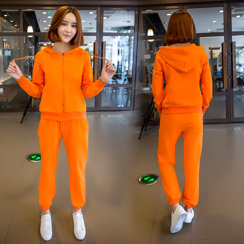 韩版运动套装女款春季2016新款纯棉学生运动服休闲套装跑步两件套