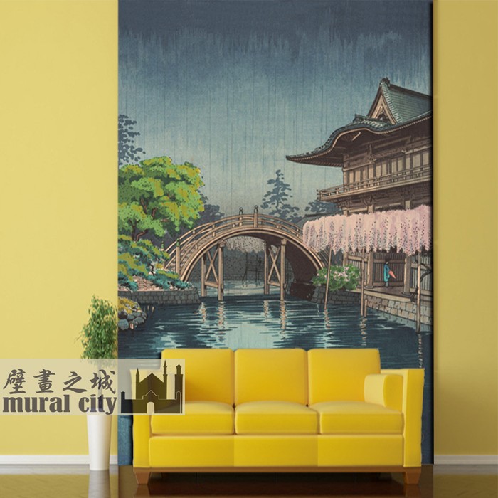日系风景日本天满宫壁纸 浮世绘日式风格壁纸 日本和风系列壁画