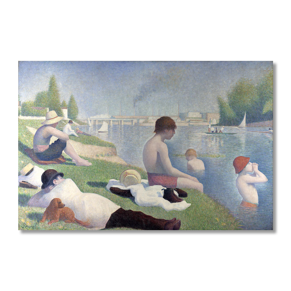 乔治修拉 印象派大师迷之点彩 Seurat 安涅尔浴场 旁白艺术装饰画