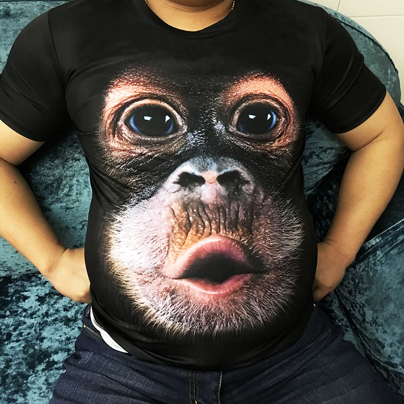 3D印花大猩猩短袖t恤男士搞怪滑稽猴子个性搞笑大码冰丝半袖衣服