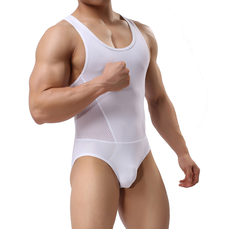 无畏船长 男士塑身衣 性感冰丝爽滑运动健身瑜伽三角裤背心连体衣