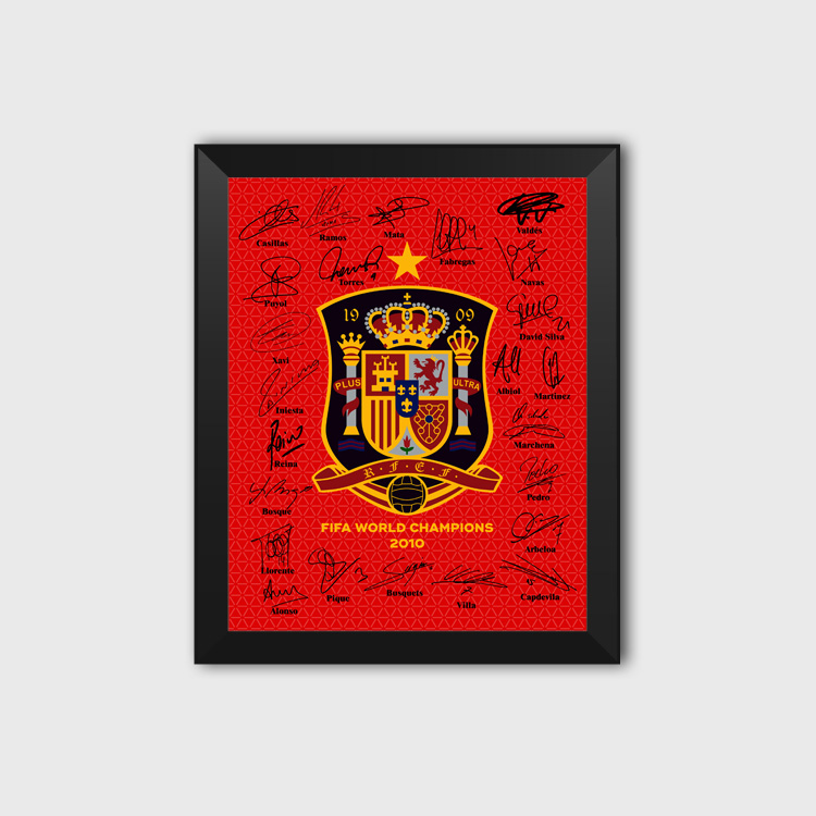 2010西班牙世界杯夺冠哈维伊涅斯塔托雷斯签名款相框照片墙桌摆件