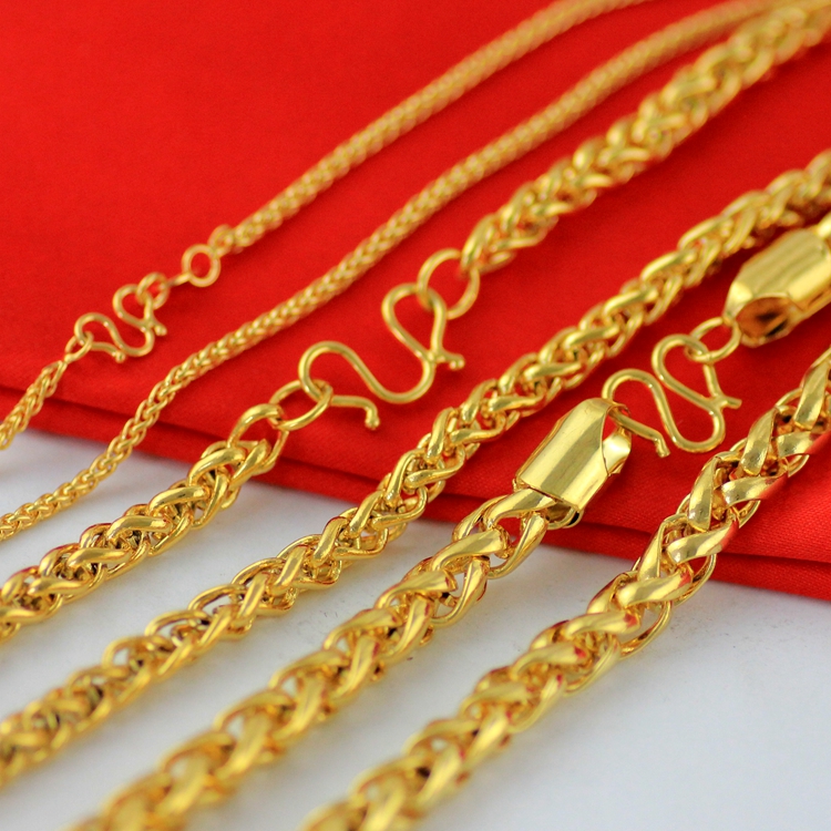 男款编织项链粗项链黄铜镀金色吊坠 肖邦项链久不掉色现货代理