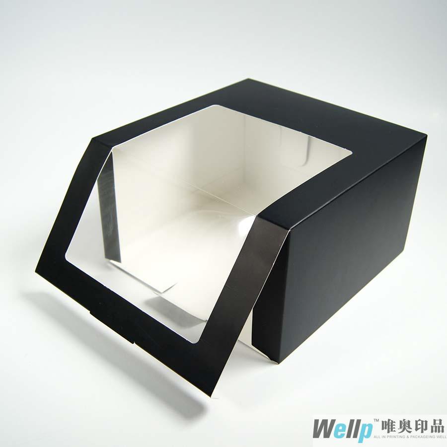 直销黑色通用纸盒棒球帽包装盒衣帽盒透明窗口帽子盒加LOGO可定制