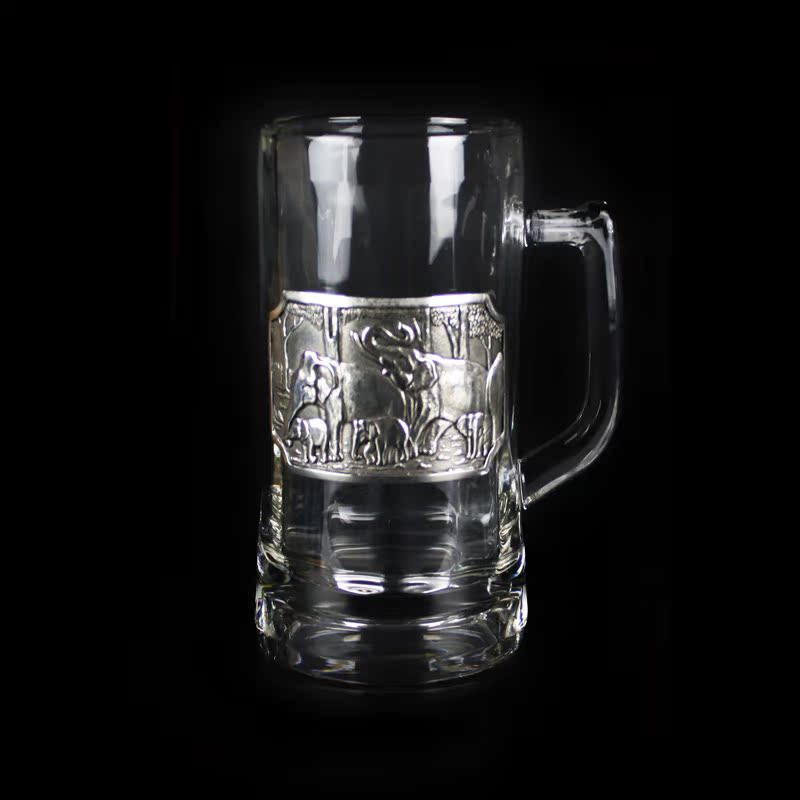 创意实用家用型泰国特色啤酒杯--水晶镶锡冠军之杯