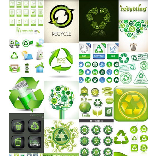 生态★绿色能源环境保护循环回收植物LOGO图标志 eps矢量设计素材