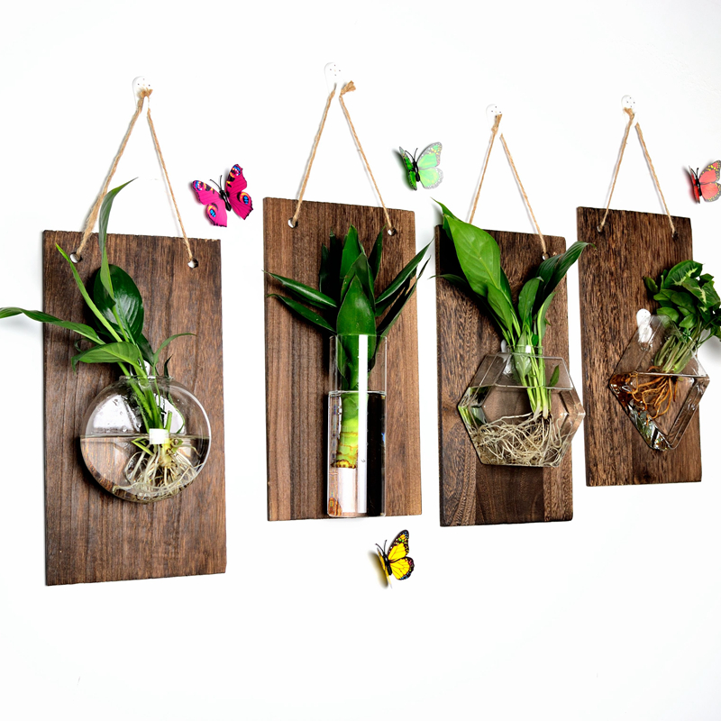 创意墙壁装饰悬挂玻璃花瓶水培植物插花花盆家居客厅简约墙上壁挂
