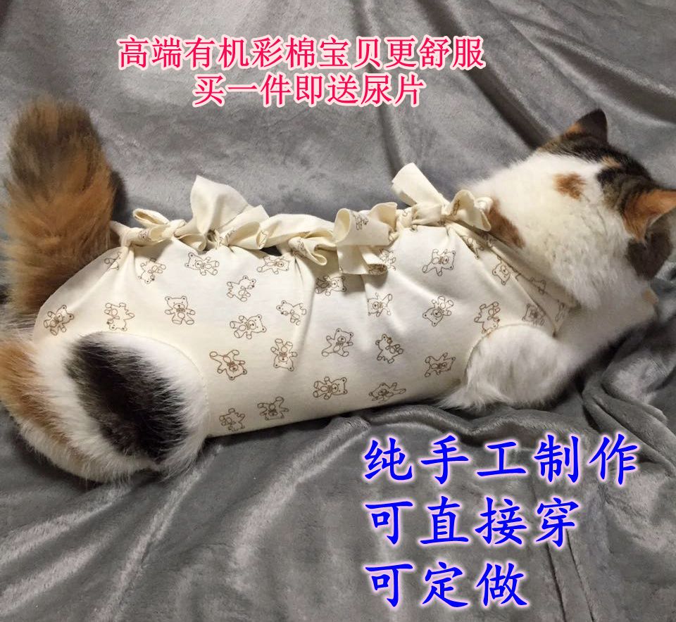 宠物高端有机天然彩棉手术服 母猫 狗绝育服 术后服 断奶服可定做