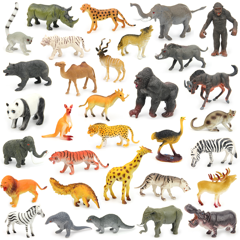 仿真野生动物模型老虎长颈鹿狮子河马大猩猩大象熊猫森林儿童玩具