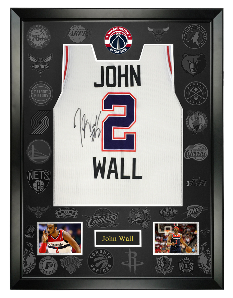 约翰沃尔 亲笔签名 全明星球衣白色 奇才队篮球服 裱框收藏