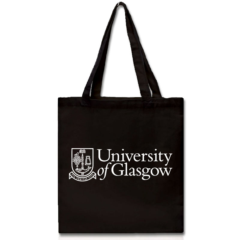 格拉斯哥大学帆布包Glasgow留学纪念品 单肩手提购物袋有拉链内袋